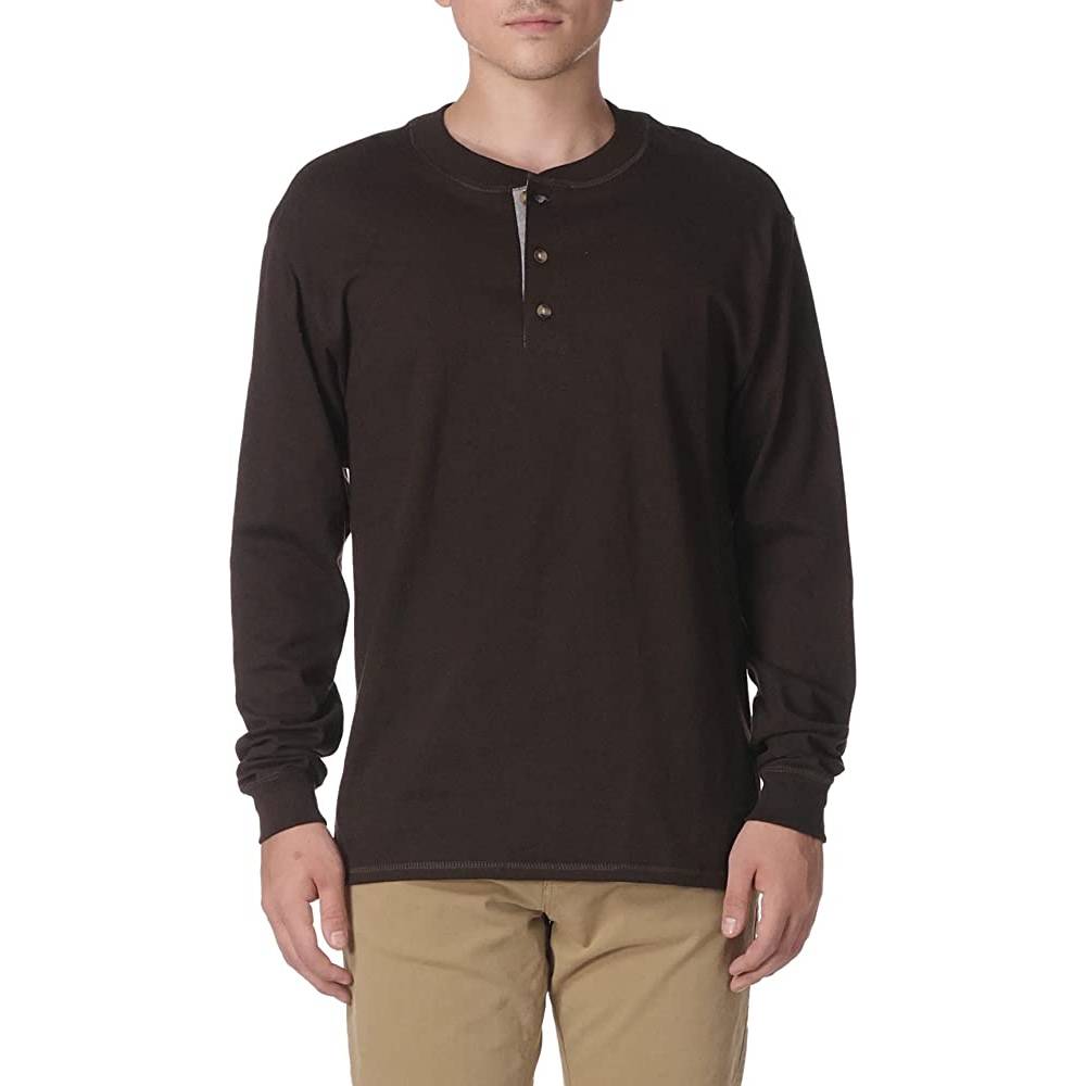 Hanes Men's T-Shirts, Men's BeefyT Henley Shirts, Men's Cotton Long Sleeve Shirts | Multiple Colors - DT