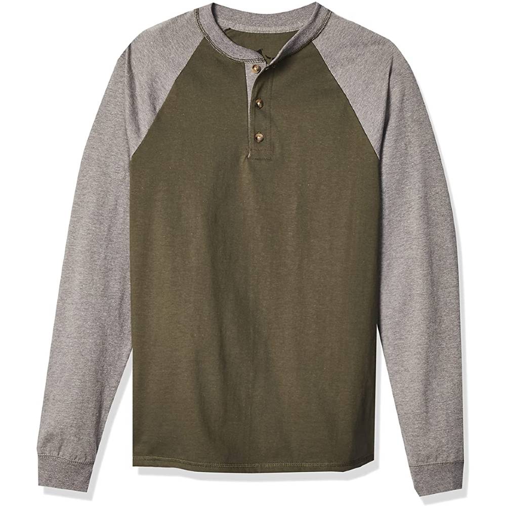 Hanes Men's T-Shirts, Men's BeefyT Henley Shirts, Men's Cotton Long Sleeve Shirts | Multiple Colors - CGRHOG