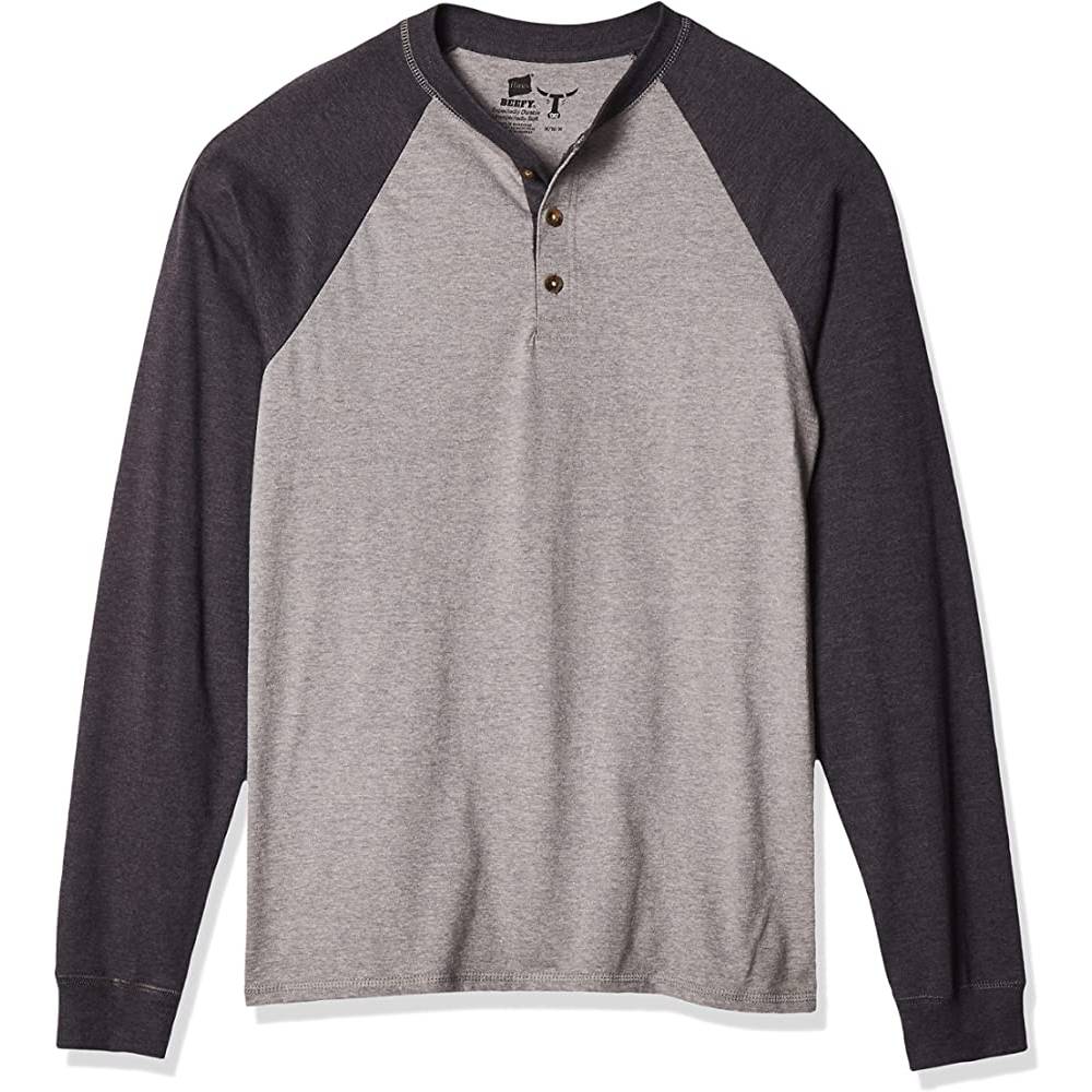 Hanes Men's T-Shirts, Men's BeefyT Henley Shirts, Men's Cotton Long Sleeve Shirts | Multiple Colors - OGSH
