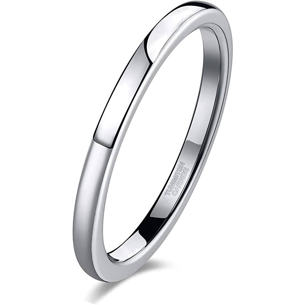 TRUMIUM 2mm 4mm 6mm 8mm Tungsten Wedding Band Ring for Men Women Gold/Rose Gold/Silver Domed High Polish Comfort Fit 4-15 | Multiple Colors and Sizes - TUSI2MM