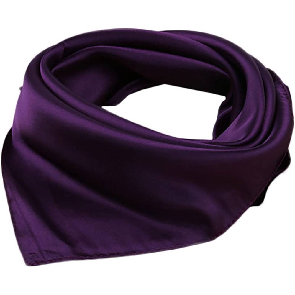 X&F Women's Solid Stain Charmeuse Neckerchief Square Scarf 23" 23" | Multiple Colors - DPU
