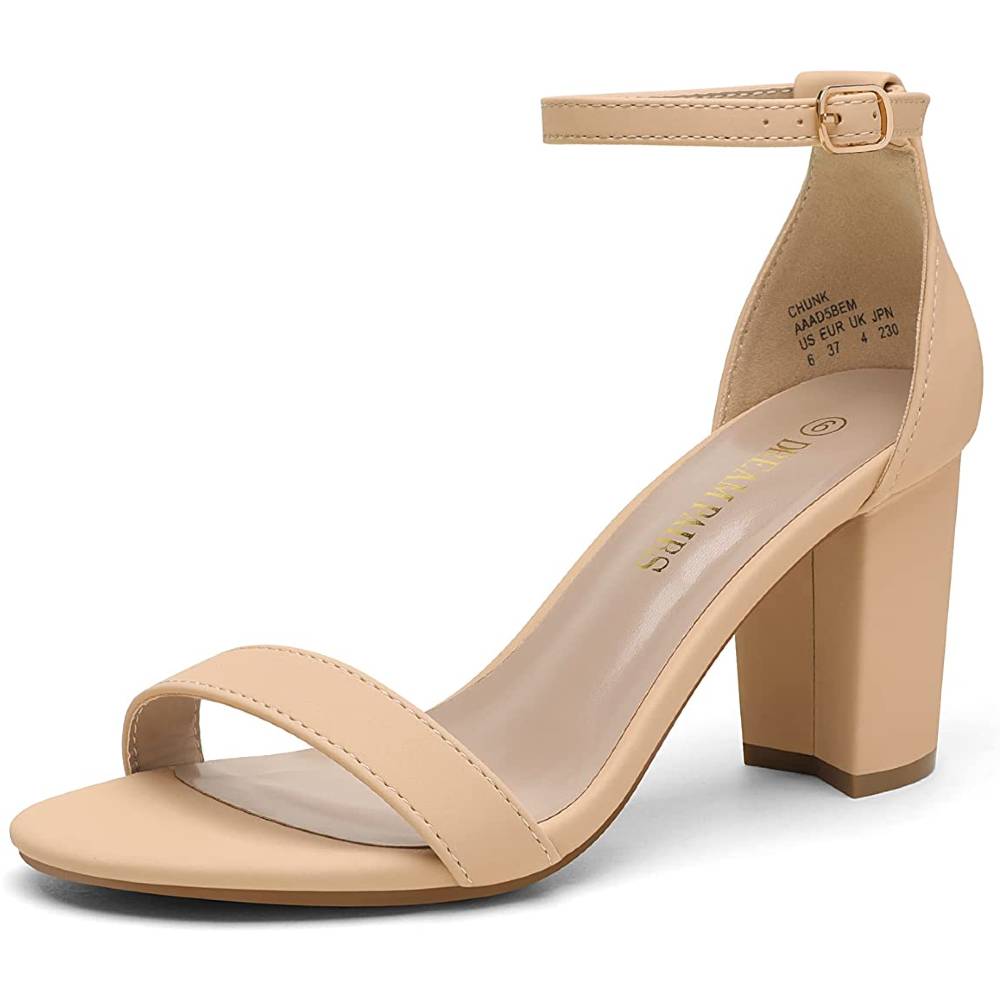 DREAM PAIRS Women's Chunk Low Heel Pump Sandals - NN