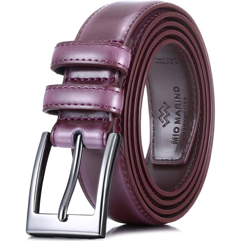 Marino’s Men Genuine Leather Dress Belt with Single Prong Buckle | Multiple Colors - BUR