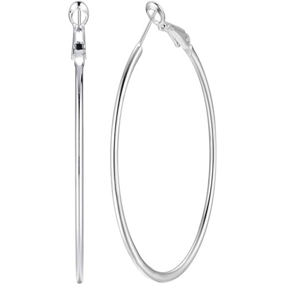 Dainty 70mm 14K Yellow Gold Silver Big Large Hoop Earrings For Women Girls Sensitive Ears Fashion Round Circle Huggie Hypoallergenic Hoops 3 Inch Minimalist Hooped Gifts Bff Birthday | Multiple Colors and Sizes - WG