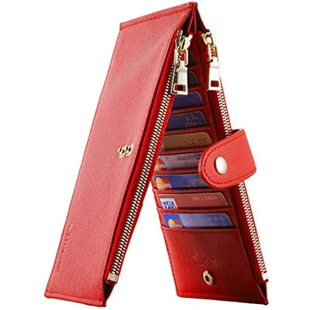 Travelambo Womens Walllet RFID Blocking Bifold Multi Card Case Wallet with Zipper Pocket | Multiple Colors and Sizes - R