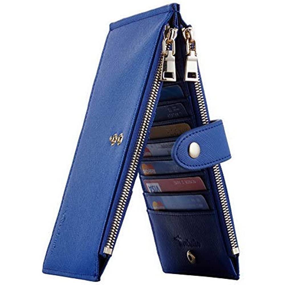 Travelambo Womens Walllet RFID Blocking Bifold Multi Card Case Wallet with Zipper Pocket | Multiple Colors and Sizes - BLD