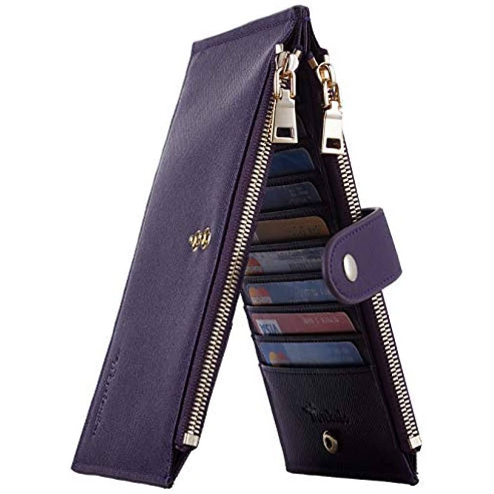 Travelambo Womens Walllet RFID Blocking Bifold Multi Card Case Wallet with Zipper Pocket | Multiple Colors and Sizes - PUS