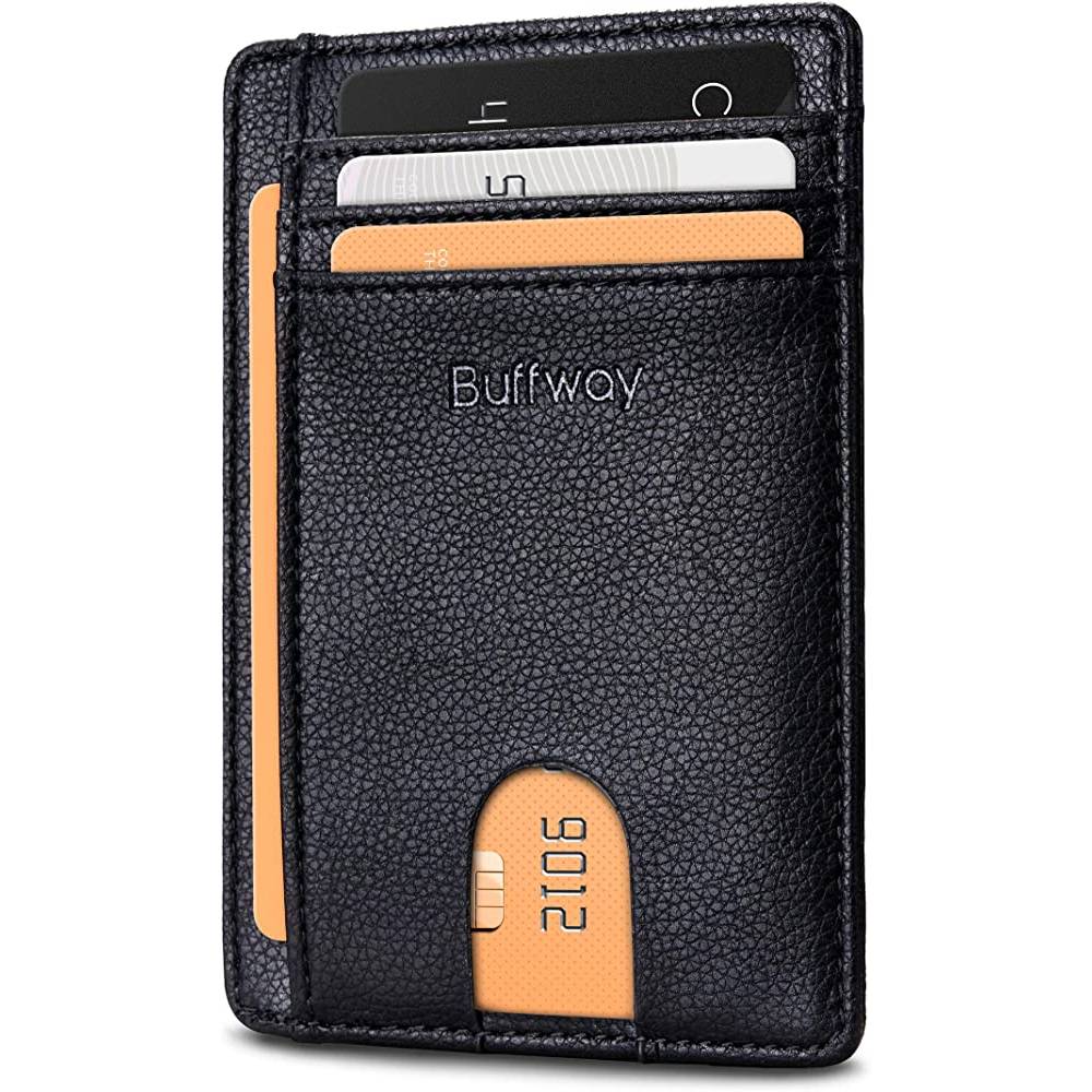 Buffway Slim Minimalist Front Pocket RFID Blocking Leather Wallets for Men Women | Multiple Colors - LB