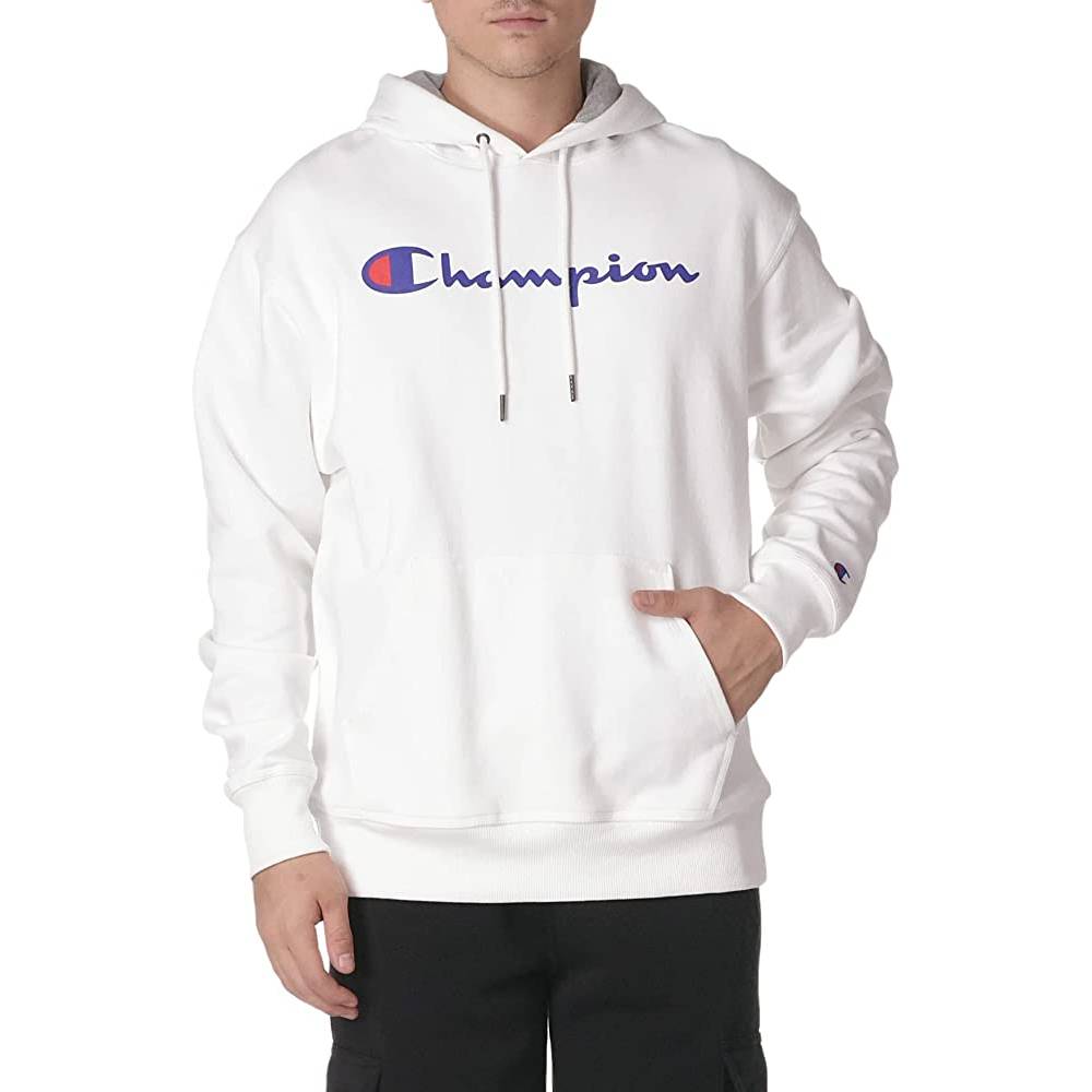 Champion Men's Pullover Hoodie, Powerblend Fleece Midweight Hooded Sweatshirt For Men, Best Hoodies for Men, Script | Multiple Colors and Size - W