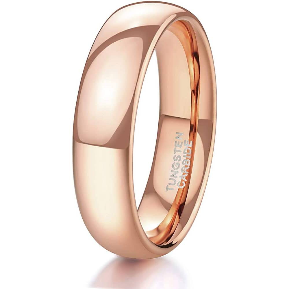 TRUMIUM 2mm 4mm 6mm 8mm Tungsten Wedding Band Ring for Men Women Gold/Rose Gold/Silver Domed High Polish Comfort Fit 4-15 | Multiple Colors and Sizes - TURG6MM