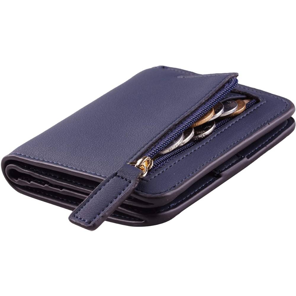 Toughergun Womens Rfid Blocking Small Compact Bifold Luxury Genuine Leather Pocket Wallet Ladies Mini Purse with ID Window | Multiple Colors and Sizes - RBLN
