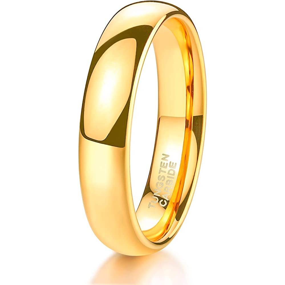 TRUMIUM 2mm 4mm 6mm 8mm Tungsten Wedding Band Ring for Men Women Gold/Rose Gold/Silver Domed High Polish Comfort Fit 4-15 | Multiple Colors and Sizes - TUG4MM