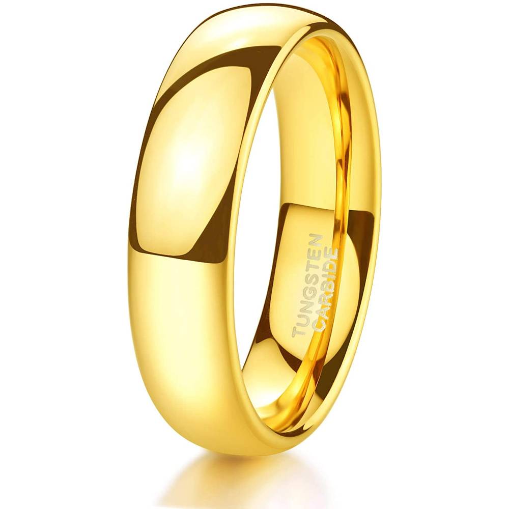 TRUMIUM 2mm 4mm 6mm 8mm Tungsten Wedding Band Ring for Men Women Gold/Rose Gold/Silver Domed High Polish Comfort Fit 4-15 | Multiple Colors and Sizes - TUG6MM