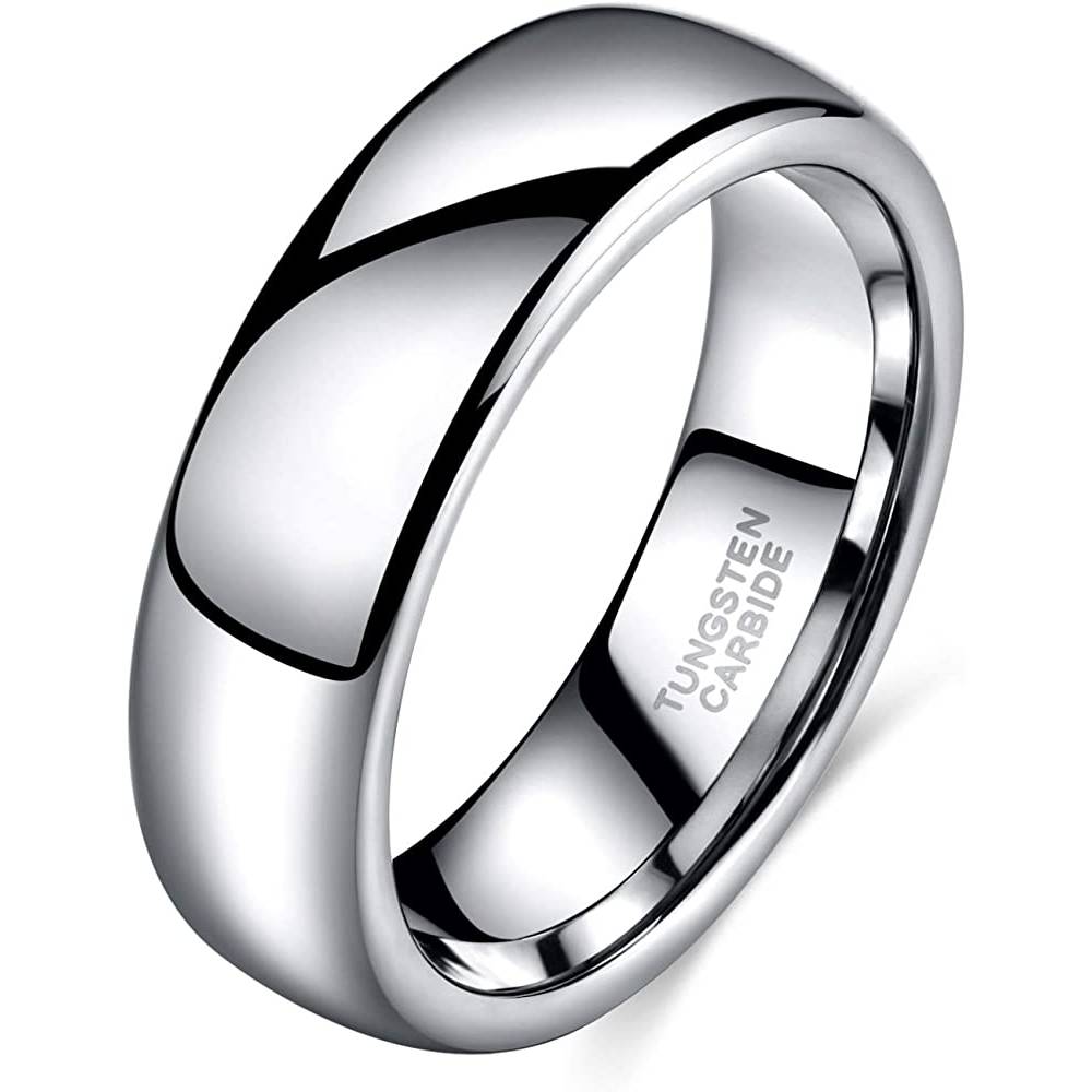 TRUMIUM 2mm 4mm 6mm 8mm Tungsten Wedding Band Ring for Men Women Gold/Rose Gold/Silver Domed High Polish Comfort Fit 4-15 | Multiple Colors and Sizes - TUSLI6MM