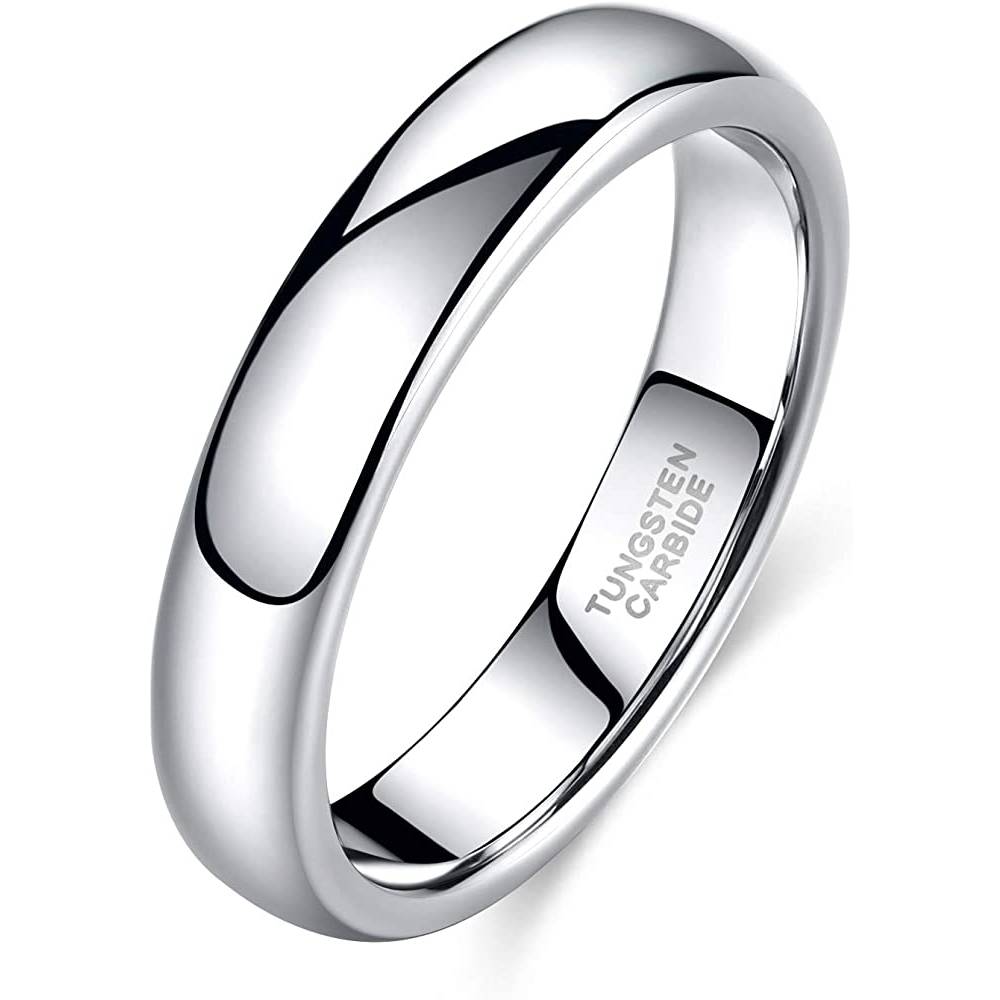 TRUMIUM 2mm 4mm 6mm 8mm Tungsten Wedding Band Ring for Men Women Gold/Rose Gold/Silver Domed High Polish Comfort Fit 4-15 | Multiple Colors and Sizes - TUSL4MM