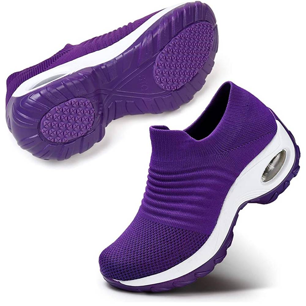STQ Slip On Breathe Mesh Walking Shoes Women Fashion Sneakers Comfort Wedge Platform Loafers | Multiple Colors and Sizes - PU