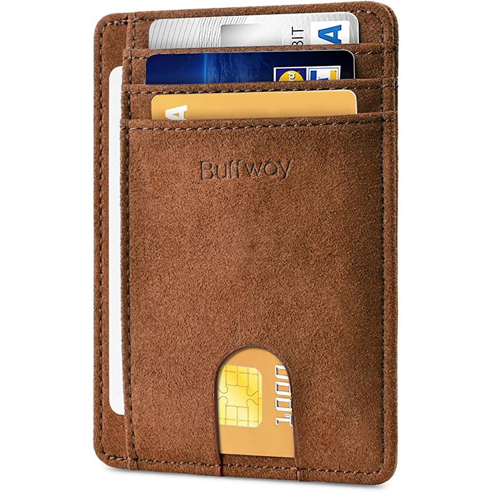 Buffway Slim Minimalist Front Pocket RFID Blocking Leather Wallets for Men Women | Multiple Colors - ASC