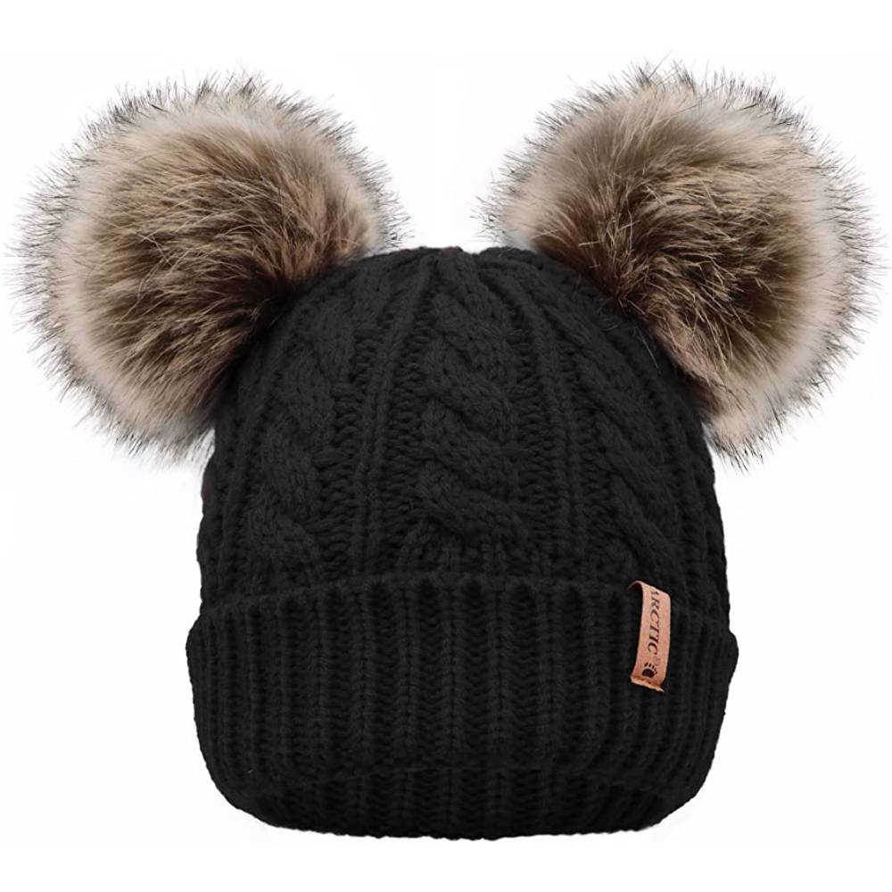 Arctic Paw Pom Pom Beanie Cable Knit Fleece Lined Winter Beanie Women Hat | Multiple Colors - BCBT