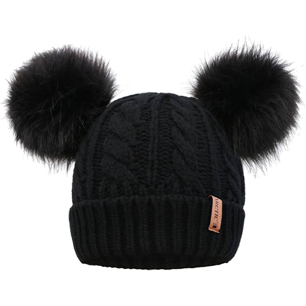 Arctic Paw Pom Pom Beanie Cable Knit Fleece Lined Winter Beanie Women Hat | Multiple Colors - BBBT