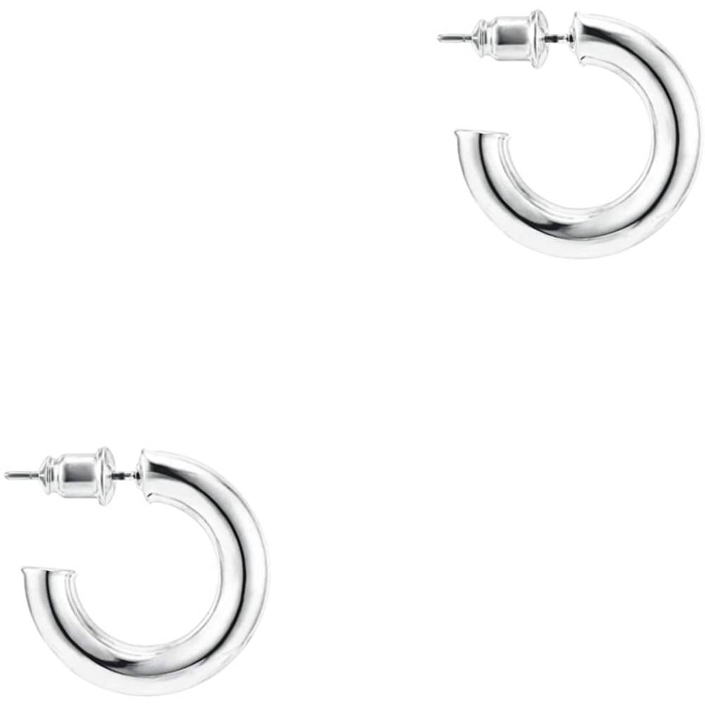 PAVOI 14K Gold Colored Lightweight Chunky Open Hoops | Gold Hoop Earrings for Women | Multiple Colors and Sizes - WG