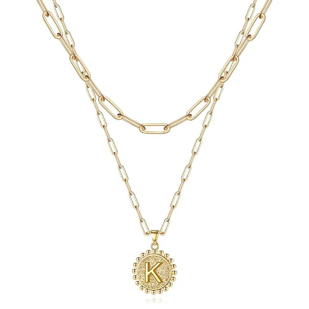 Layered Choker Necklaces for Women, 14K Gold Plated Dainty Layering Paperclip Chain Necklace Simple Adjustable Initial Coin Pendant Necklaces Layered Gold Chain Necklaces for Women Jewelry Gifts | Multiple Colors and Sizes - G