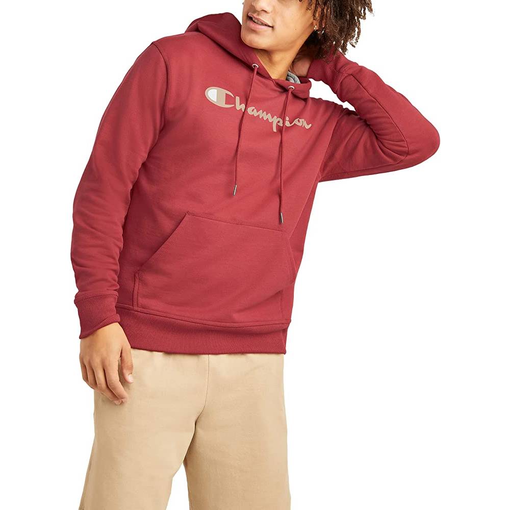 Champion Men's Pullover Hoodie, Powerblend Fleece Midweight Hooded Sweatshirt For Men, Best Hoodies for Men, Script | Multiple Colors and Size