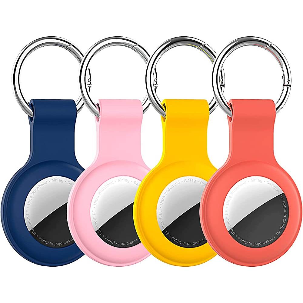 Compatible with AirTag Case Keychain Air Tag Case Holder Silicone AirTags Key Ring Cases Air Tags Key Chain Compatible with Apple AirTag GPS Item Finders Accessories 4 Pack | Multiple Colors - PYOBL