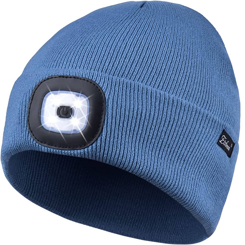 Etsfmoa Unisex Beanie Hat with The Light Gifts for Men Dad Father USB Rechargeable Caps | Multiple Colors - LBL