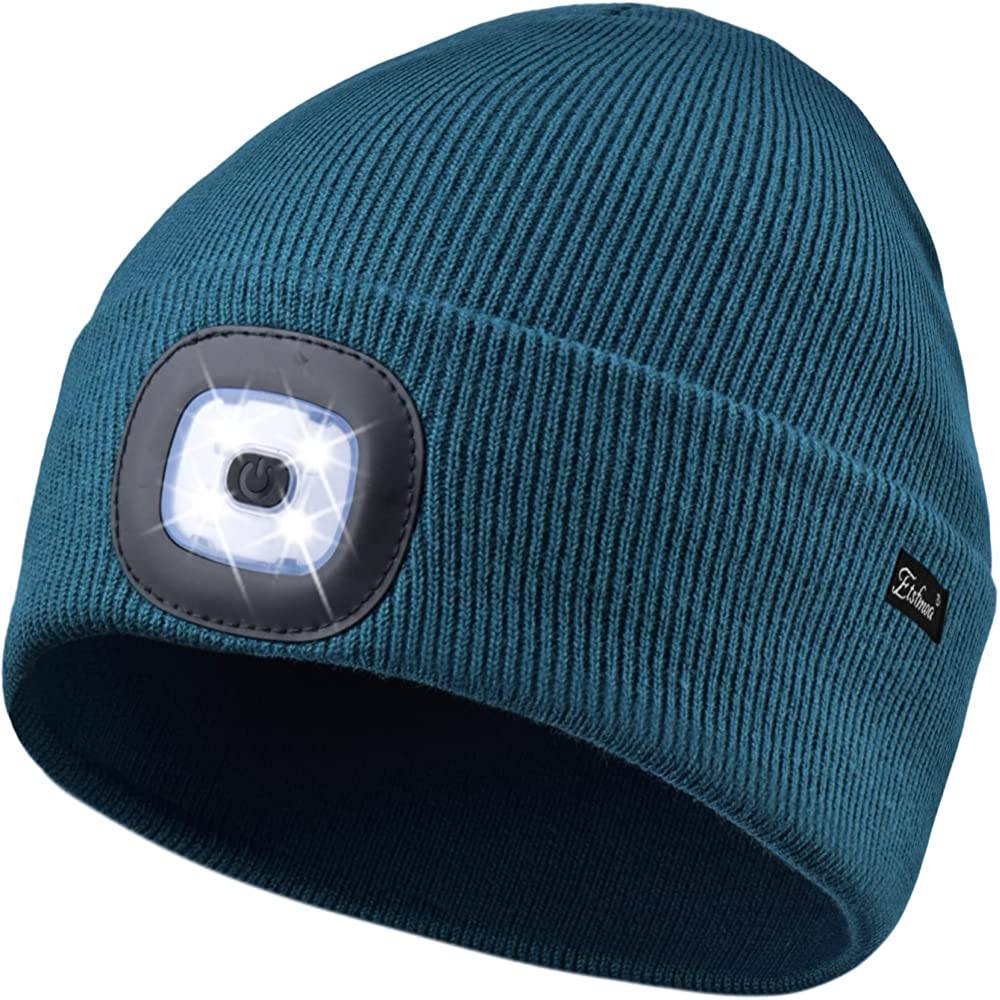 Etsfmoa Unisex Beanie Hat with The Light Gifts for Men Dad Father USB Rechargeable Caps | Multiple Colors - DGRE