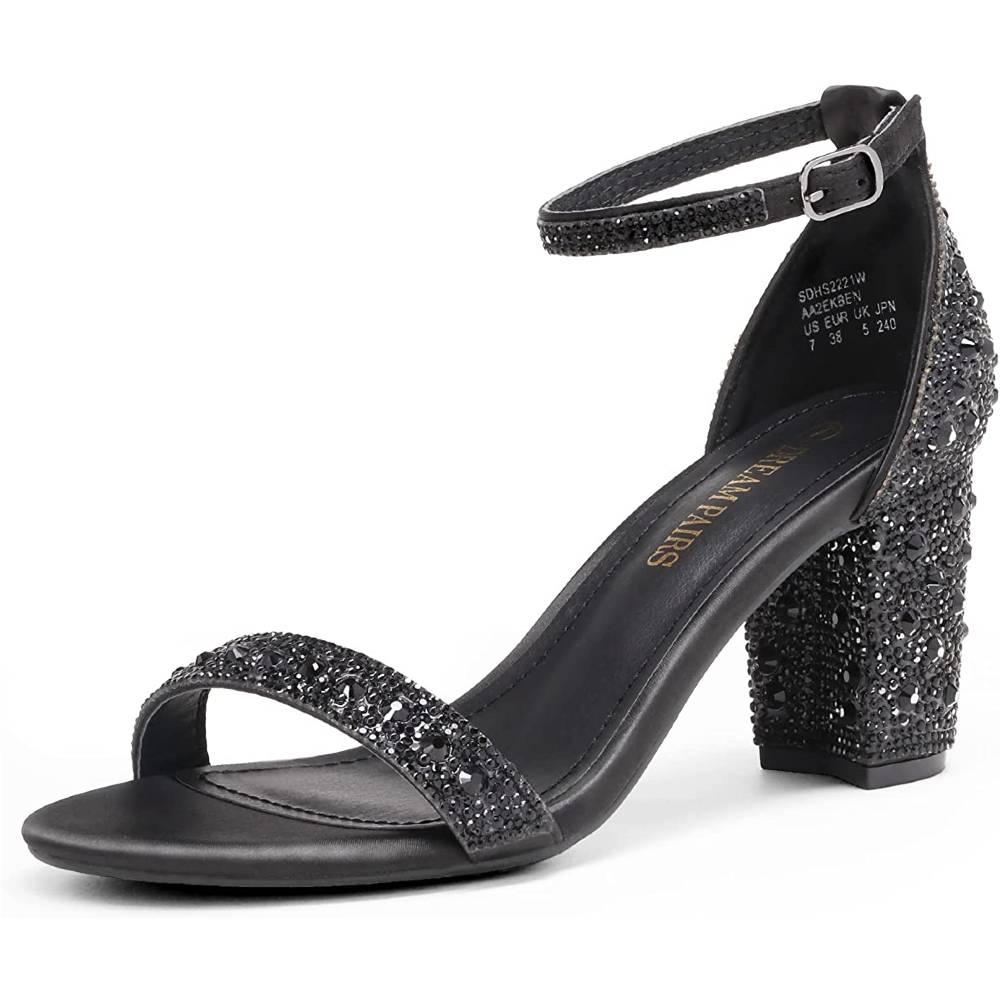 DREAM PAIRS Women's Chunk Low Heel Pump Sandals - BR