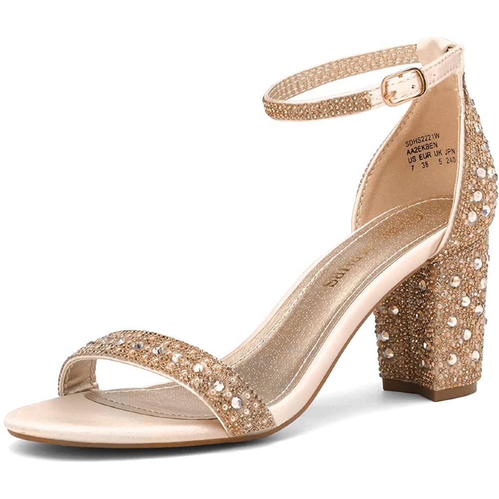 DREAM PAIRS Women's Chunk Low Heel Pump Sandals - GRH