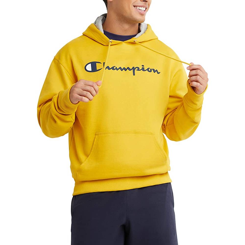 Champion Men's Pullover Hoodie, Powerblend Fleece Midweight Hooded Sweatshirt For Men, Best Hoodies for Men, Script | Multiple Colors and Size - F