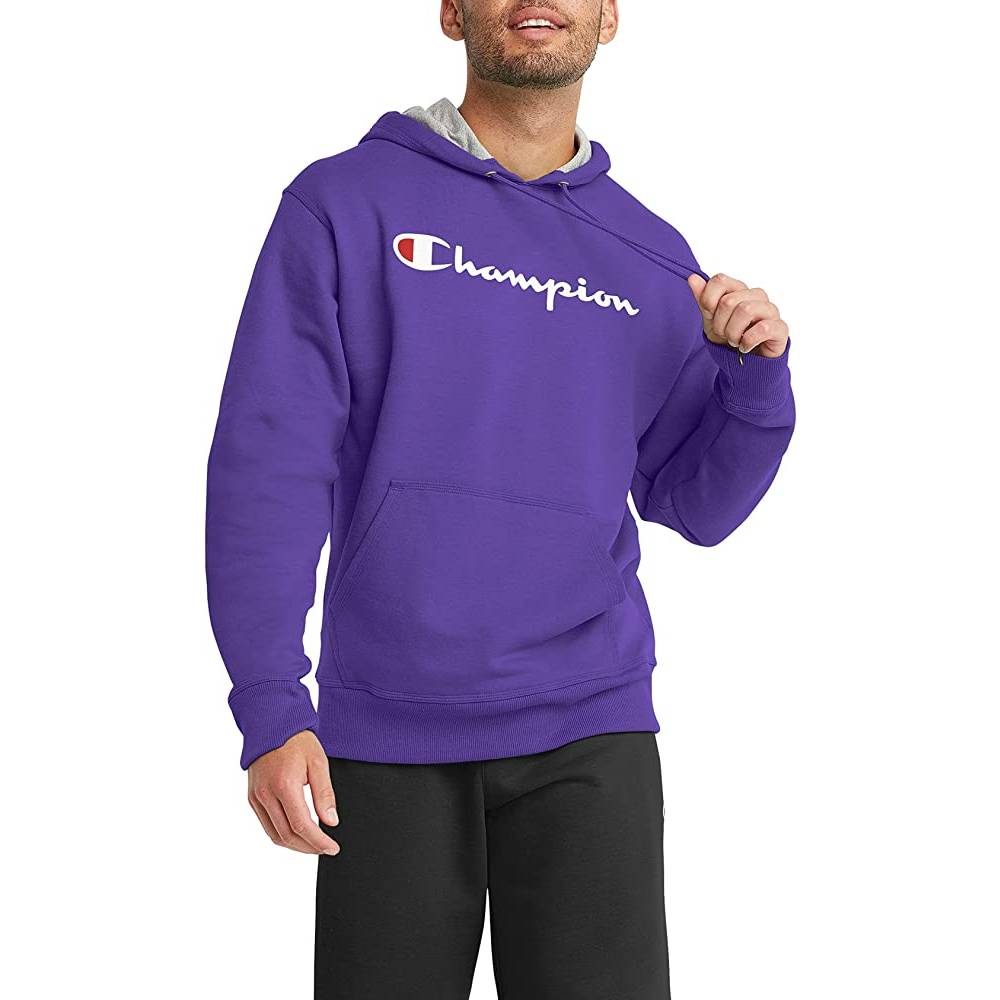 Champion Men's Pullover Hoodie, Powerblend Fleece Midweight Hooded Sweatshirt For Men, Best Hoodies for Men, Script | Multiple Colors and Size
