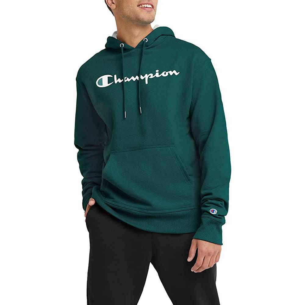 Champion Men's Pullover Hoodie, Powerblend Fleece Midweight Hooded Sweatshirt For Men, Best Hoodies for Men, Script | Multiple Colors and Size - FPK