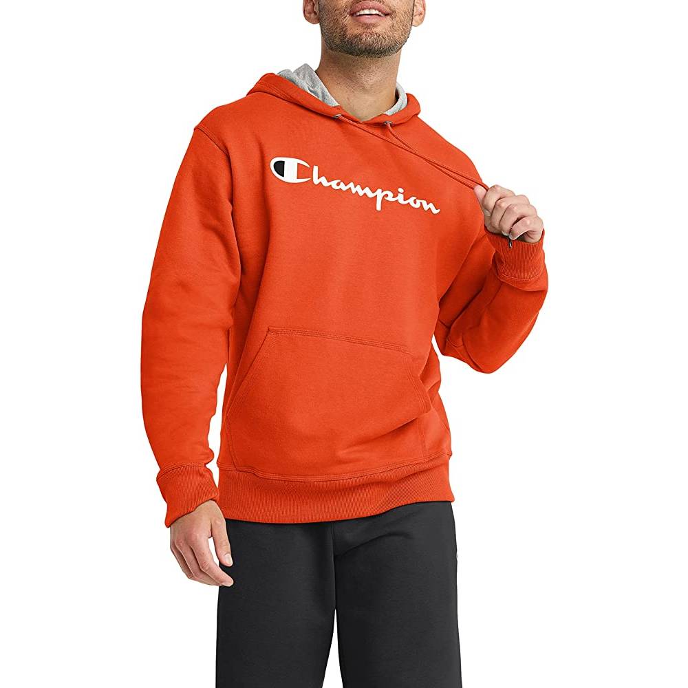 Champion Men's Pullover Hoodie, Powerblend Fleece Midweight Hooded Sweatshirt For Men, Best Hoodies for Men, Script | Multiple Colors and Size