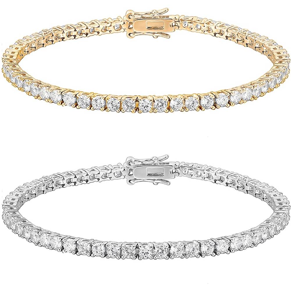 PAVOI 14K Gold Plated 3mm Cubic Zirconia Classic Tennis Bracelet | Gold Bracelets for Women | Size 6.5-7.5 Inch | Multiple Colors and Sizes - WY