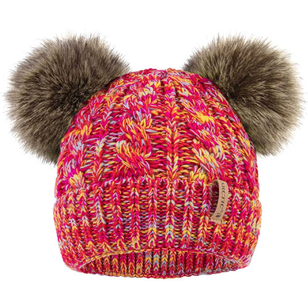 Arctic Paw Pom Pom Beanie Cable Knit Fleece Lined Winter Beanie Women Hat | Multiple Colors - MPY