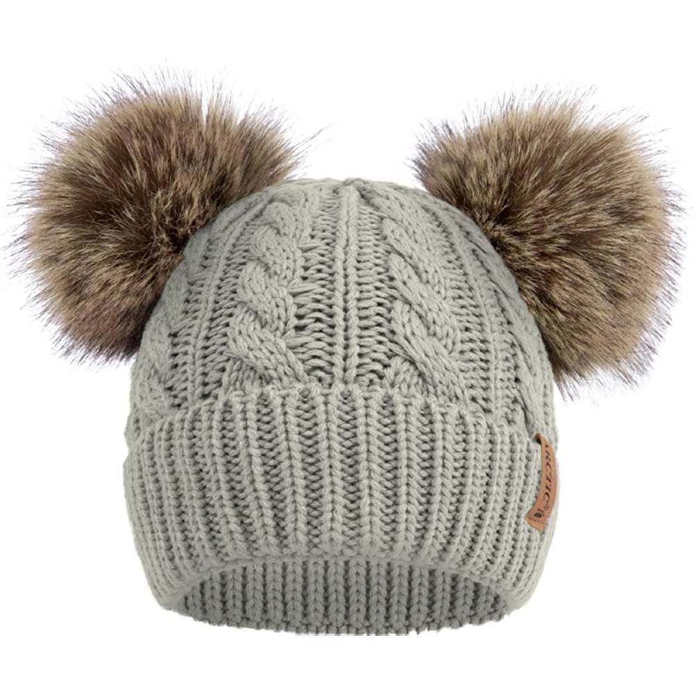 Arctic Paw Pom Pom Beanie Cable Knit Fleece Lined Winter Beanie Women Hat | Multiple Colors - LGE