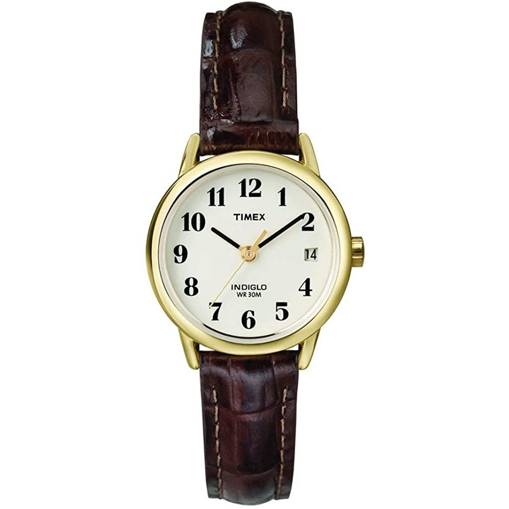 Timex Women's Indiglo Easy Reader Quartz Analog Leather Strap Watch with Date Feature - BCGT