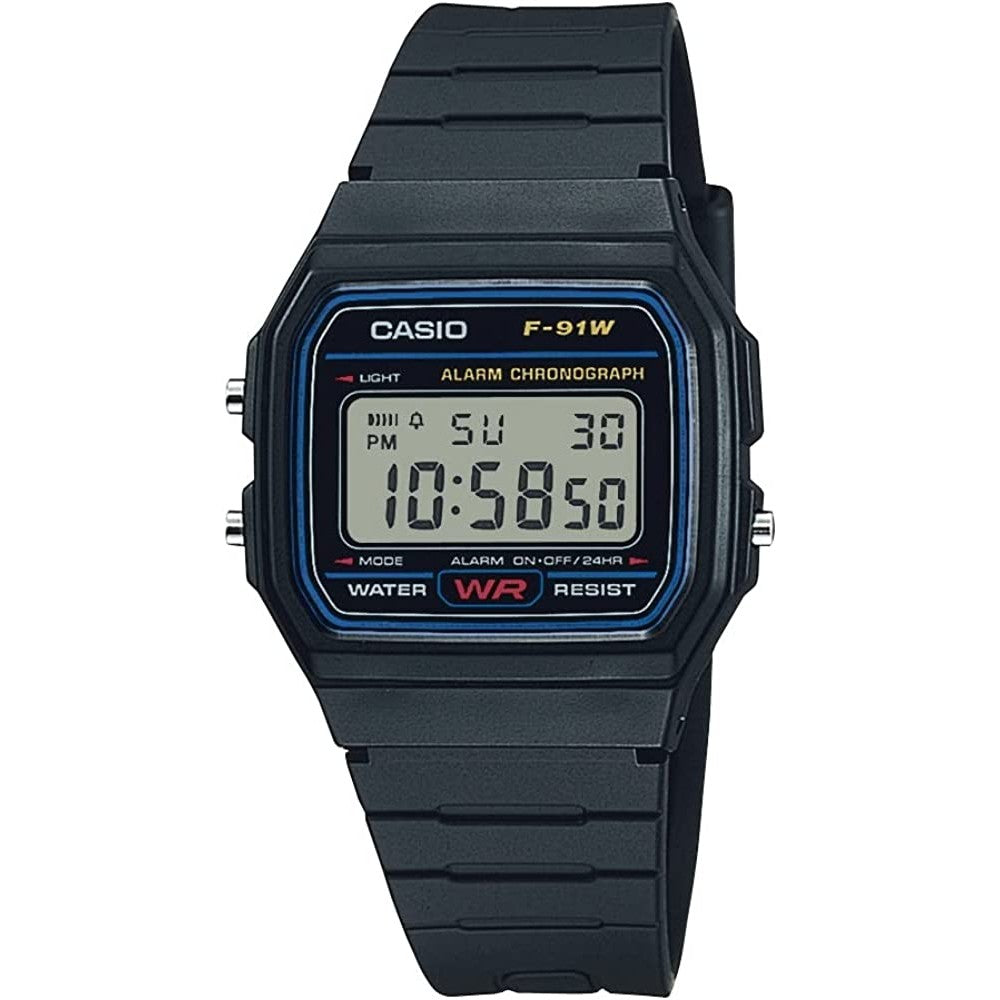 Casio F91W-1 Classic Resin Strap Digital Sport Watch - Black