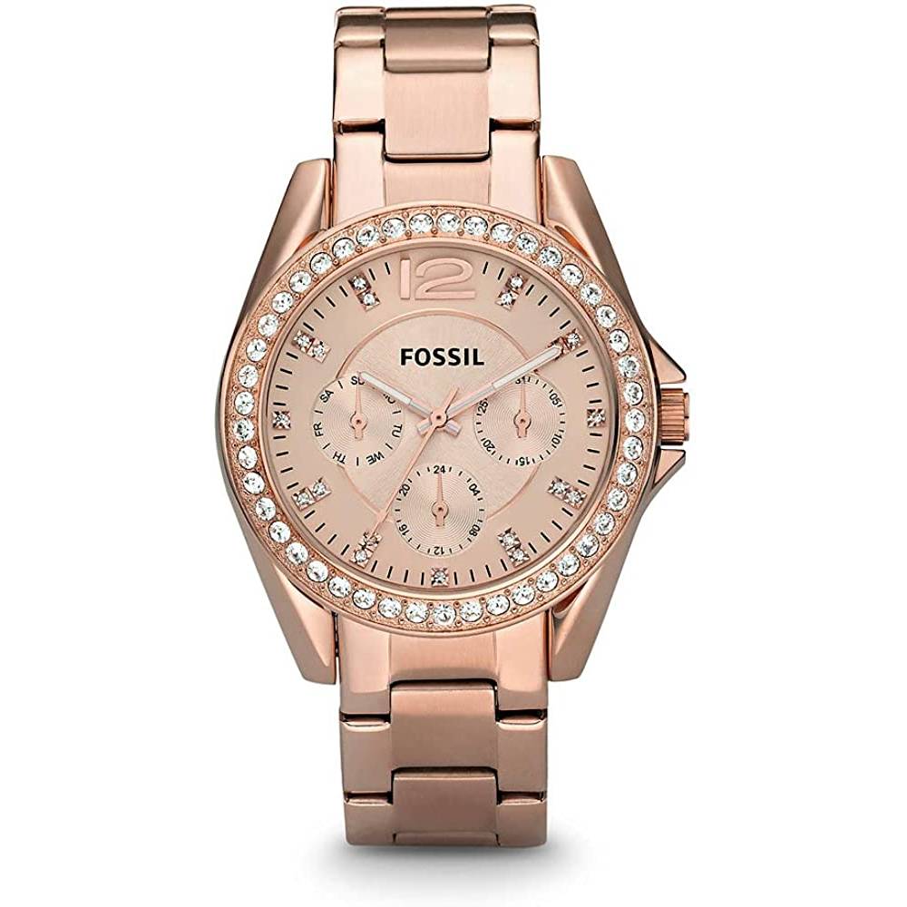 Fossil Women's Riley Stainless Steel Crystal-Accented Multifunction Quartz Watch - RG