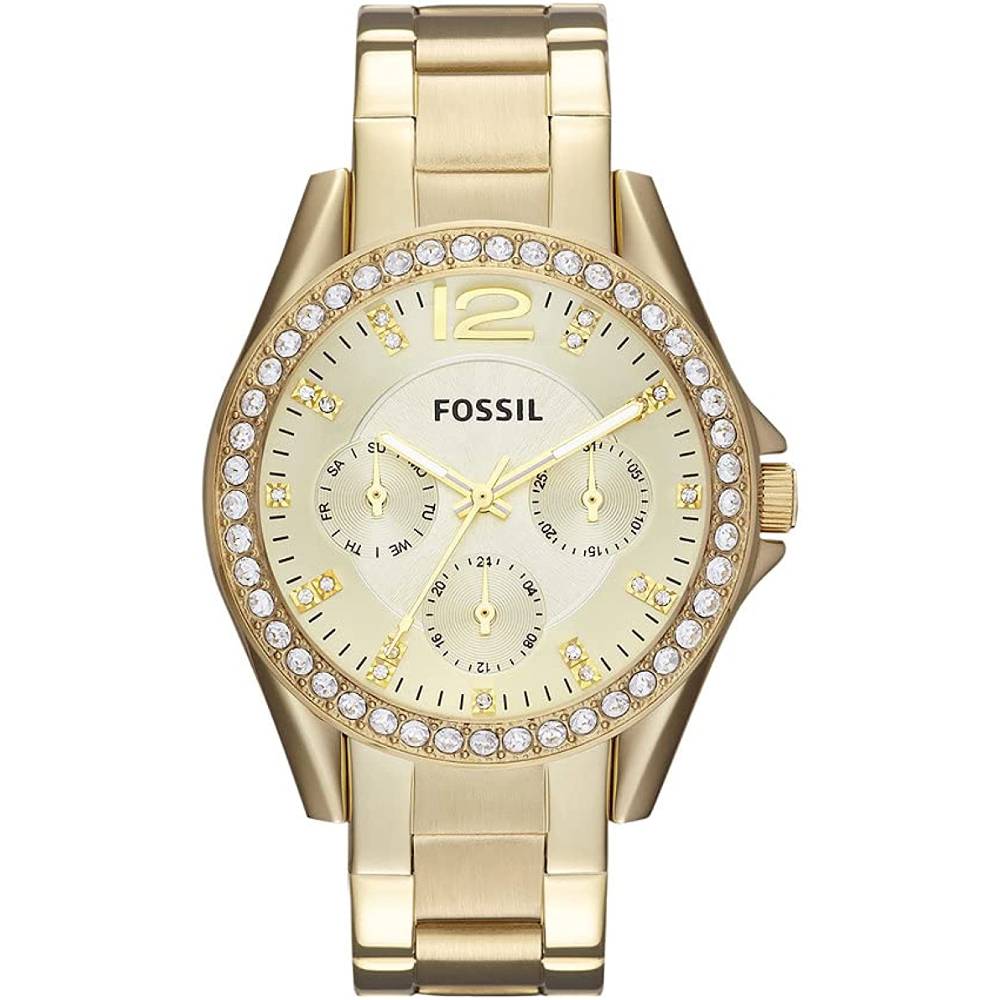 Fossil Women's Riley Stainless Steel Crystal-Accented Multifunction Quartz Watch - G