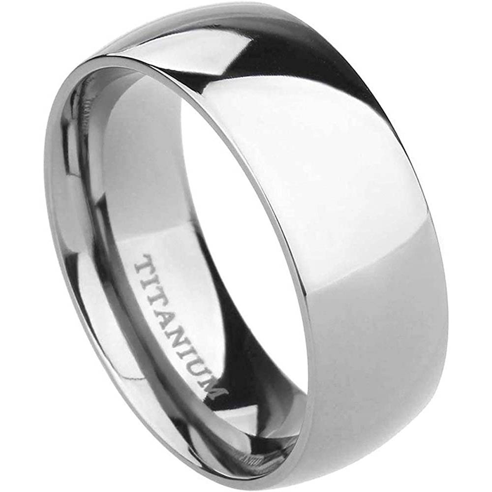 TIGRADE 2mm 4mm 6mm 8mm 10mm Titanium Ring Plain Dome High Polished Wedding Band Comfort Fit Size 3-15 | Multiple Colors and Sizes - S8MM