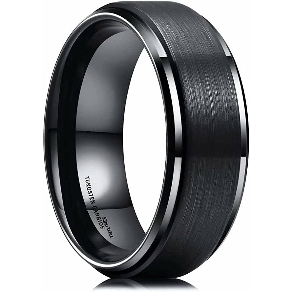 King Will Basic Tungsten Ring for Men 6mm 7mm 8mm 9mm 10mm Silver Blue Tungsten Wedding Band Matte Brushed Finish Comfort Fit | Multiple Colors - B8MM
