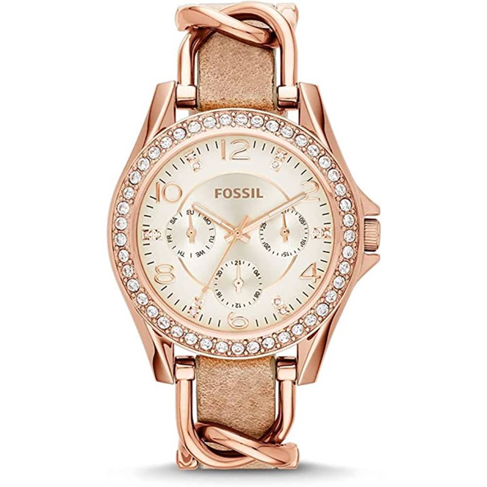 Fossil Women's Riley Stainless Steel Crystal-Accented Multifunction Quartz Watch - RGT