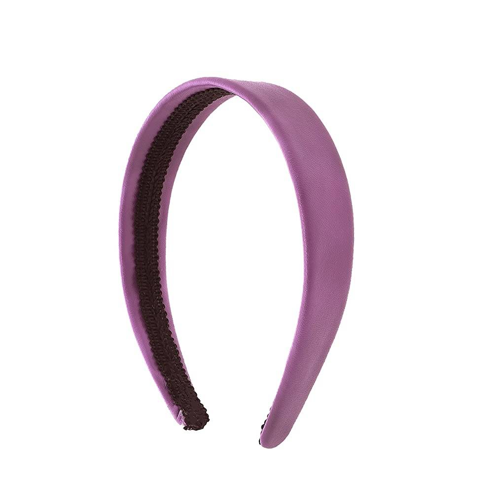 Light Purple 1 Inch Wide Leather Like Headband Solid Hair band for Women and Girls | Multiple Colors - LPU