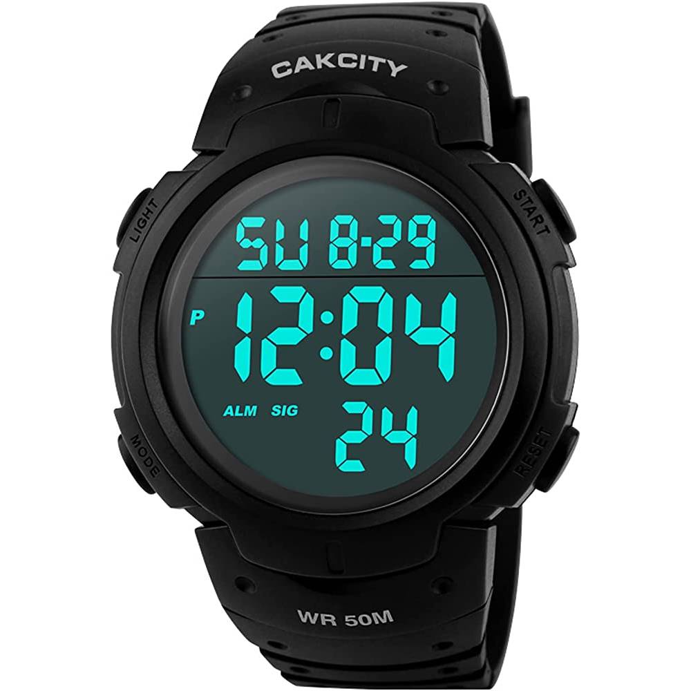 Mens Digital Sports Watch LED Screen Large Face Military Watches for Men Waterproof Casual Luminous Stopwatch Alarm Simple Army Watch - BL