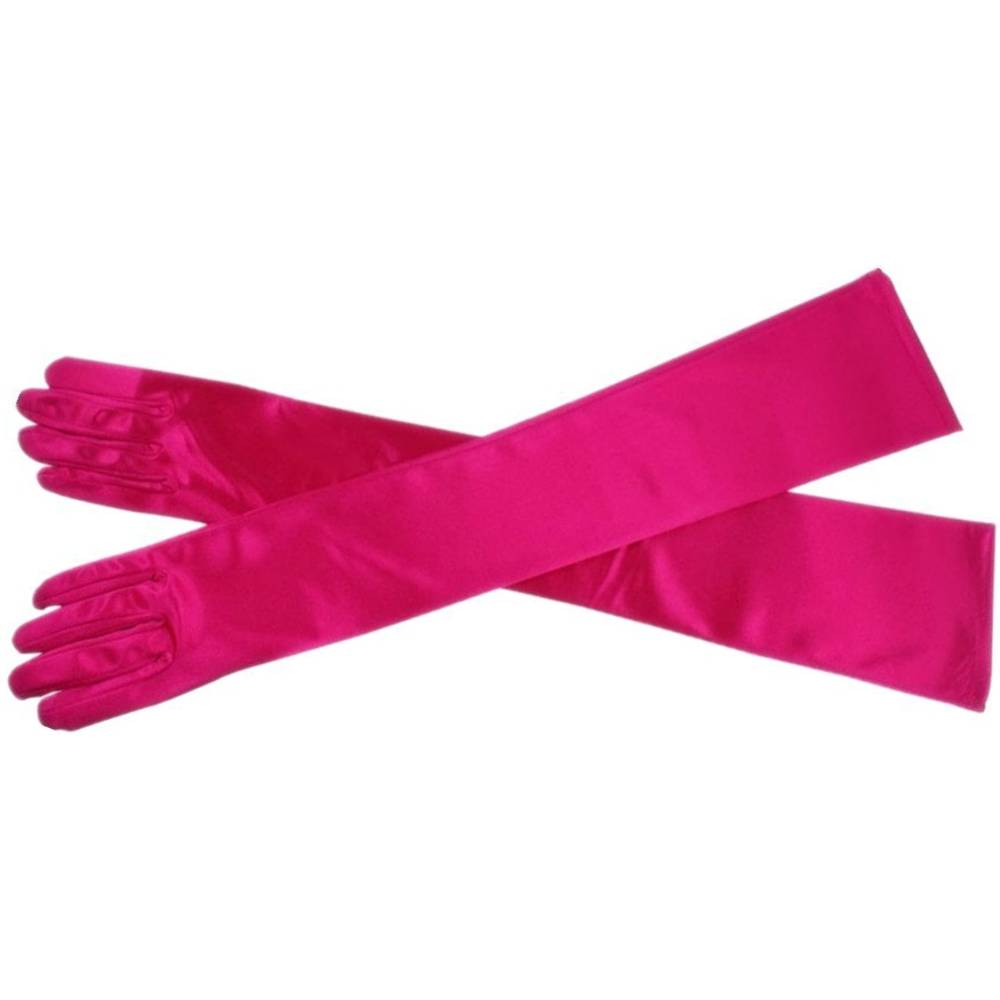 DreamHigh Women's Evening Party Mittens 21 " Long Black / White Satin Finger Gloves | Multiple Colors - RO