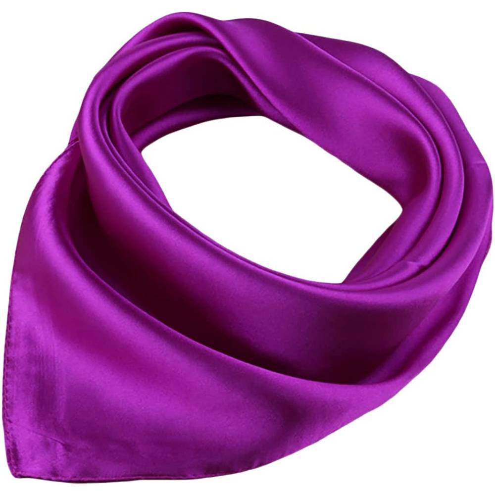 X&F Women's Solid Stain Charmeuse Neckerchief Square Scarf 23" 23" | Multiple Colors - PU