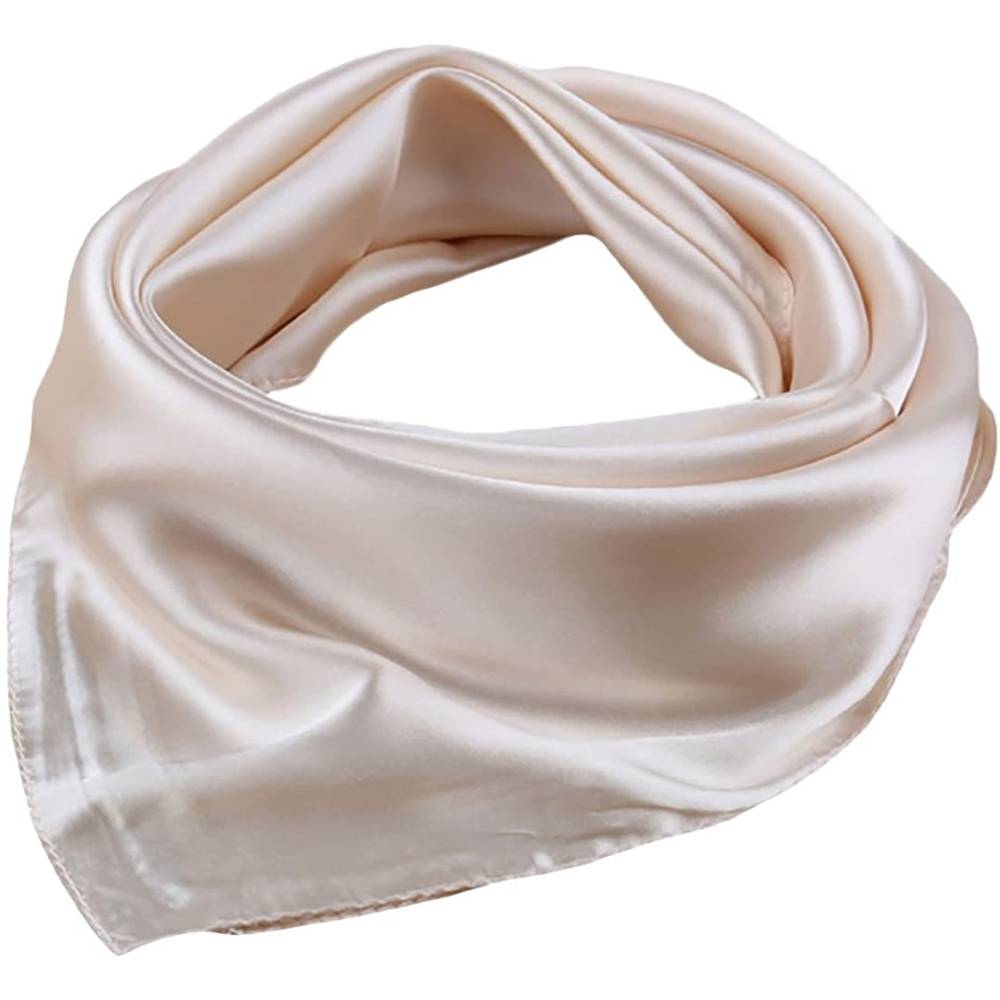 X&F Women's Solid Stain Charmeuse Neckerchief Square Scarf 23" 23" | Multiple Colors - AP